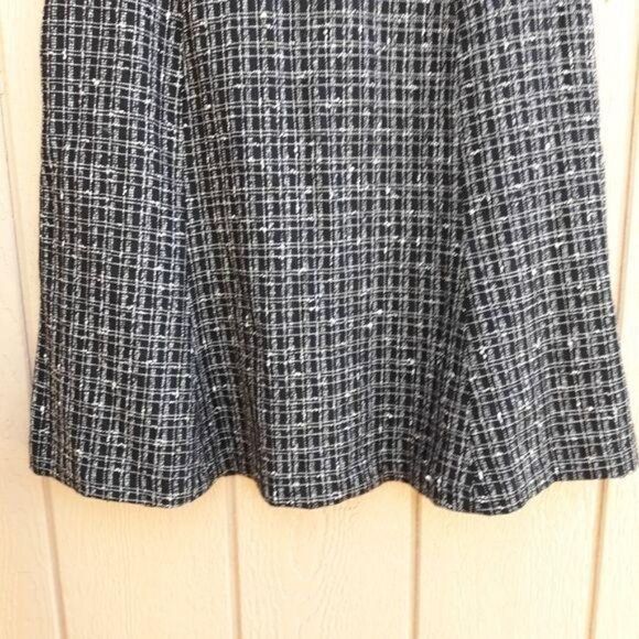 Vtg Skirt Dark Academia Schoolgirl Wool Tweed Windowpane Plaid Full Skater Sz 14 - Picture 9 of 11